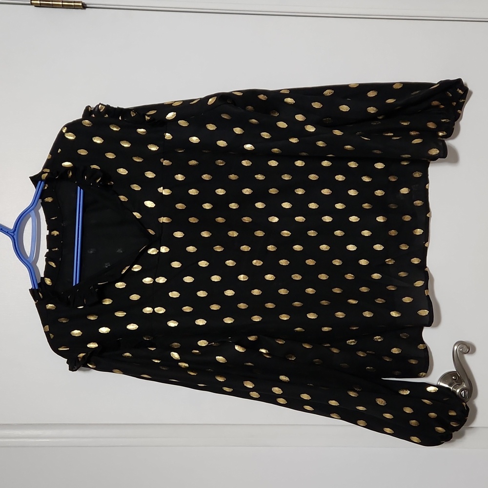 Black blouse with gold dots